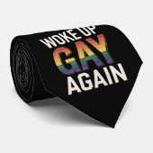 再びゲイとして目覚めた LGBTQプライドを応援する虹色の面白いデザイン ネクタイ (ロール)