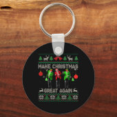 再びサンタ素晴らしトランプを醜く踊る キーホルダー (正面)