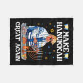 再びハヌカー素晴らしをトランプのユダヤ人の醜いチャヌクにする フリースブランケット (正面(横))