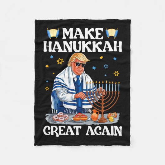 再びハヌカー素晴らしをトランプのユダヤ人の醜いチャヌクにする フリースブランケット (正面)