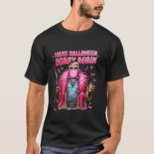 再びハロウィーンを怖くするドナルドおもしろいトランプのスポー Tシャツ (正面)