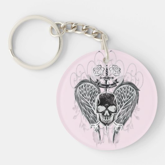 再びバイクもしくは自転車に乗る人キーチェーン キーホルダー (正面)