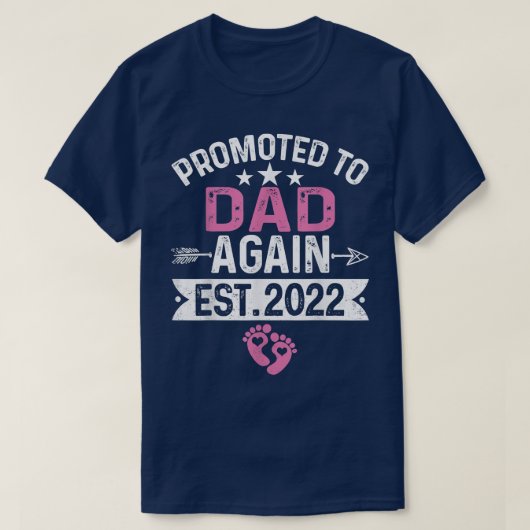 再びパパに昇進2022年妊娠 Tシャツ (デザイン正面)