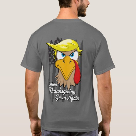再び七面鳥素晴らしアメリカに感謝する Tシャツ (裏面)