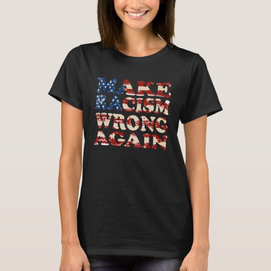再び人種差別を間違えるアメリカ国旗 Tシャツ (正面)
