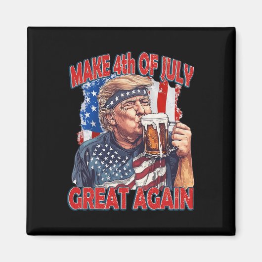 再び偉大な7月4日を Trump アメリカ国旗 マグネット (正面)