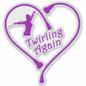 再び回転するハートパープル6X6デカール シール (正面)