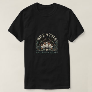 再び始めるための深呼吸 ウェルネス セルフケア グラフィック Tシャツ