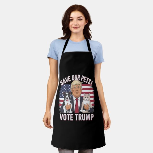 再び安全救な私たちのペットの猫2024のトランプ投票 エプロン (着用した状態)