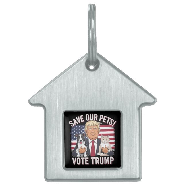 再び安全救な私たちのペットの猫2024のトランプ投票 ペットネームタグ (正面)