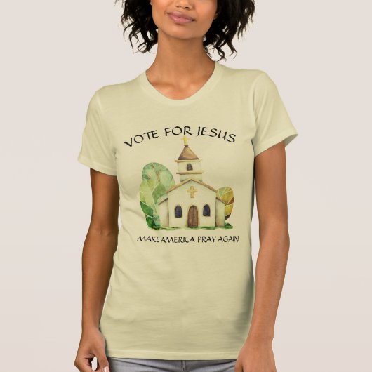 再び教会にアメリカを作るイエス祈様の投票 Tシャツ (正面)
