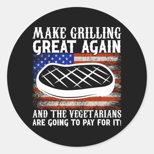再び焼き素晴らしを作るUsaトランプBbqバーベキューS ラウンドシール (正面)