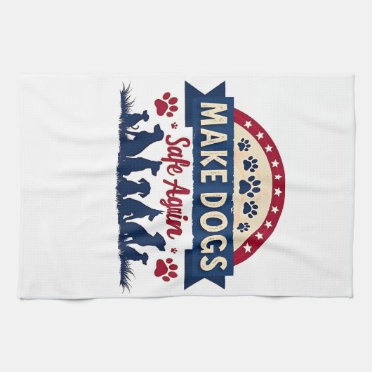 再び犬を安全にするトランプ選挙 キッチンタオル (横)