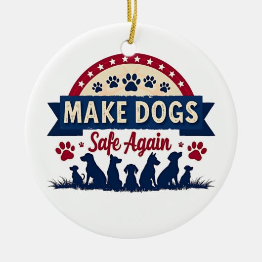 再び犬を安全にするトランプ選挙 セラミックオーナメント (正面)