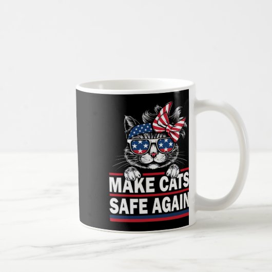 再び猫を安全にするおもしろい猫好きUsa国旗 コーヒーマグカップ (右)