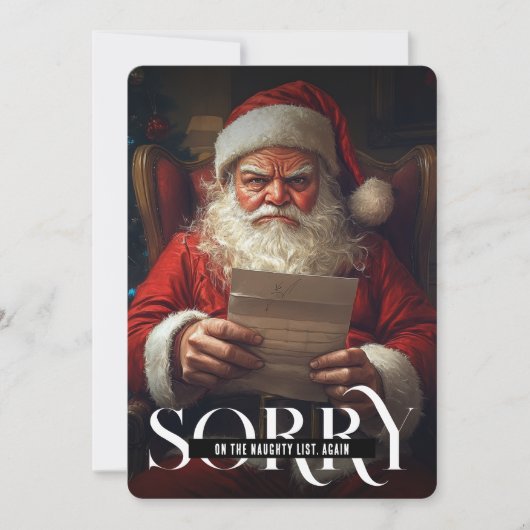 再び皮肉いけななサンタのリストで申し訳ない シーズンカード (正面)