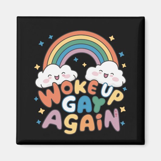 再び目覚めたゲイLGBTプライド月間グルーヴィー マグネット (正面)
