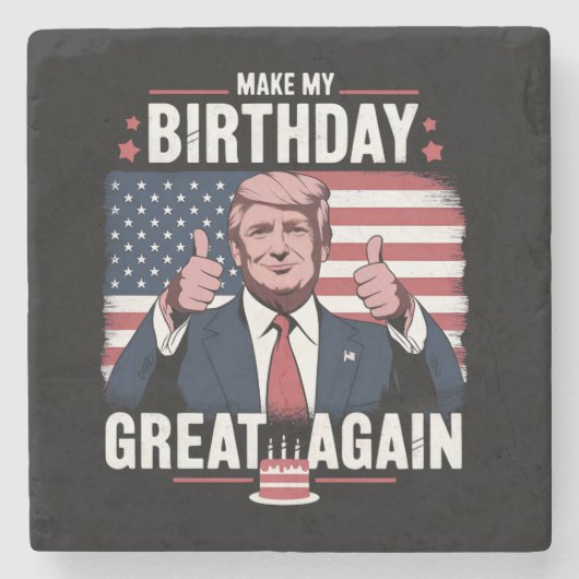 再び私の誕生日素晴らしを切りおもしろい詰める ストーンコースター (正面)