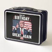 再び私の誕生日素晴らしを切りおもしろい詰める メタルランチボックス (正面)