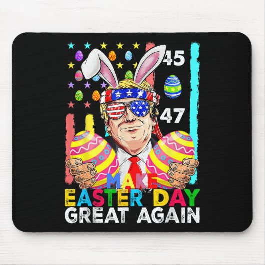 再び素晴らしイースターおもしろいトランプ春H マウスパッド (正面)