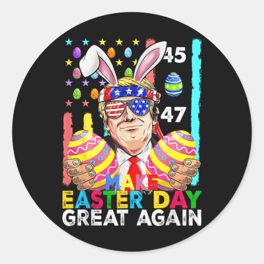再び素晴らしイースターおもしろいトランプ春H ラウンドシール (正面)