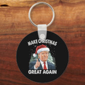 再び素晴らしクリスマスおもしろいを作るドナルド・トランプクリスマス キーホルダー (正面)