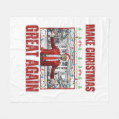 再び素晴らしクリスマスのおもしろい家を作る フリースブランケット (正面(横))