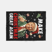 再び素晴らしクリスマスをおもしろい作る フリースブランケット (正面(横))