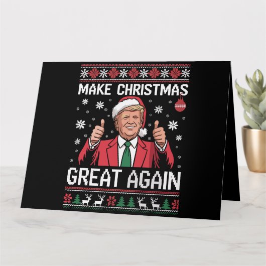 再び素晴らしクリスマスをトランプのパジャマ醜いクリスマス カード (小さな植物)