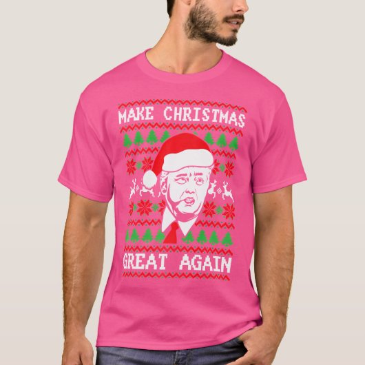 再び素晴らしクリスマスをプロのトランプ・アメリカを醜くする Tシャツ (正面)