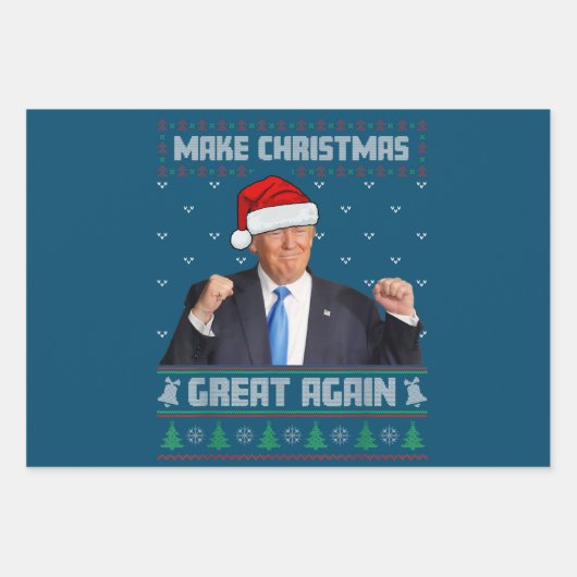 再び素晴らしクリスマスを作るドナルドトランプクリスマスおもしろい ラッピングペーパーシート (正面3)