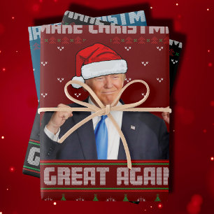 再び素晴らしクリスマスを作るドナルドトランプクリスマスおもしろい ラッピングペーパーシート