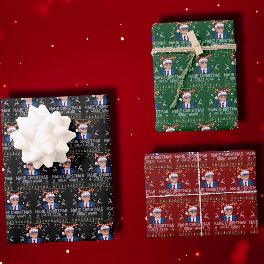 再び素晴らしクリスマスを醜いトランプ ラッピングペーパーシート