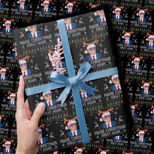 再び素晴らしクリスマスを醜いトランプ ラッピングペーパー