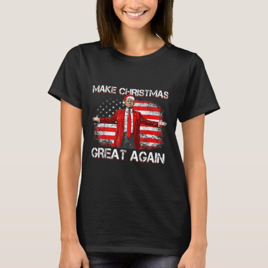 再び素晴らしサンタトランプおもしろいクリスマスパジャマ Tシャツ (正面)