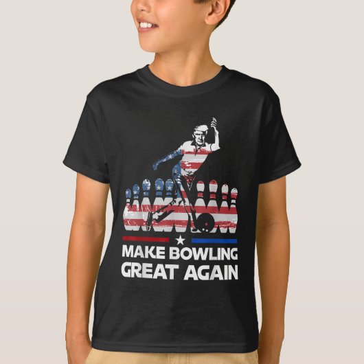 再び素晴らしボーリングをおもしろいトランプ米国旗に Tシャツ (正面)