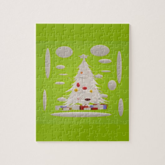 再び緑の素晴らし雪のボー淡い色のブルを作る ジグソーパズル (縦)