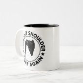 再び肩素晴らしをおもしろい痛める ツートーンマグカップ (正面左)