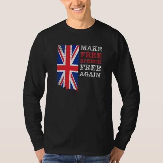 再び自由な言論を UK フラグ 保守的 Tシャツ (正面)