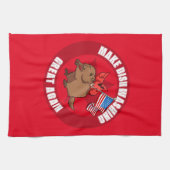 再び赤い素晴らし(鳥)ショウジョウコウカンチョウ漫画 キッチンタオル (横)