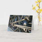 再び軌道に乗った蒸気機関車が元気になる カード (黄色い花)