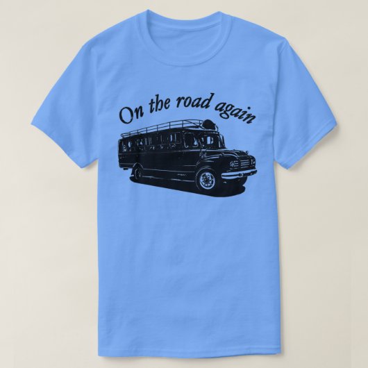 再び道路でバスのトラック Tシャツ (デザイン正面)