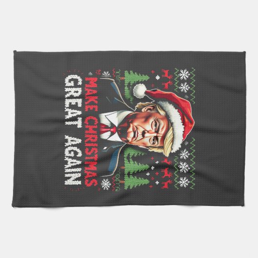 再び醜い素晴らしクリスマススセーター切り株を作る キッチンタオル (横)