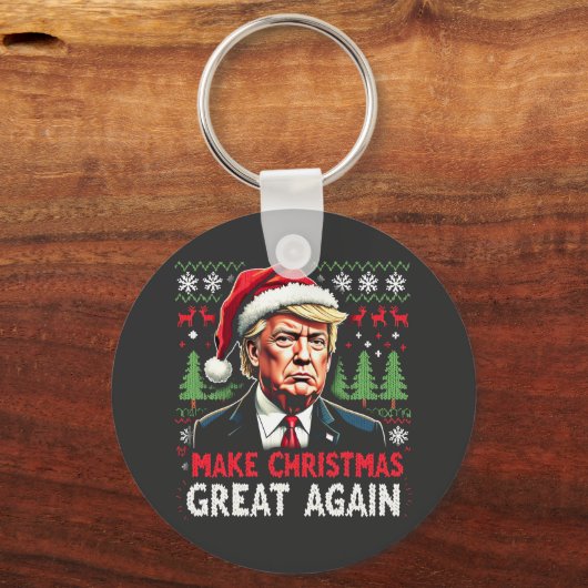 再び醜い素晴らしクリスマススセーター切り株を作る キーホルダー (正面)