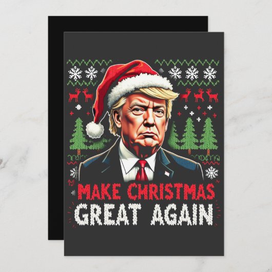 再び醜い素晴らしクリスマススセーター切り株を作る サンキューカード (正面/裏面)