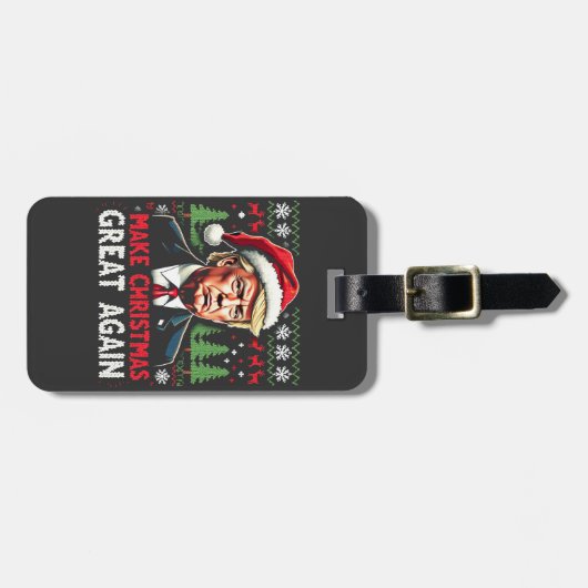 再び醜い素晴らしクリスマススセーター切り株を作る ラゲッジタグ (正面横)