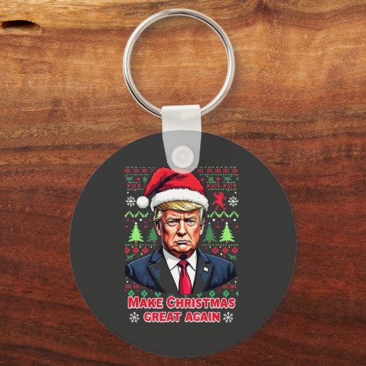 再び醜い素晴らしクリスマスセーター切り株を作る キーホルダー (正面)