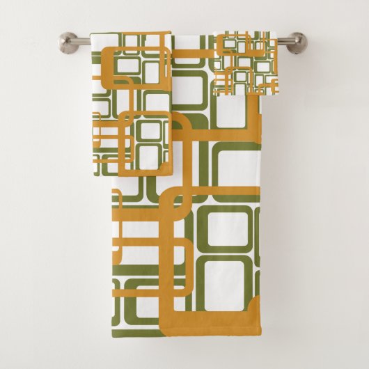 再び開いた半モダン世紀の長方形 バスタオルセット (インサイチュ)