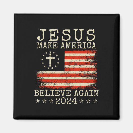 再び2024信じ年にアメリカをJの愛国的な4番目にする マグネット (正面)