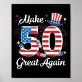 再び50素晴らし番目の誕生日のアメリカ国旗を作る ポスター (正面)